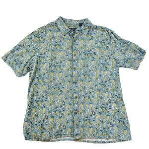 Campia Vintage Hawaiian Shirt Men's XL Colorful Pineapple Beer Cocktails Print